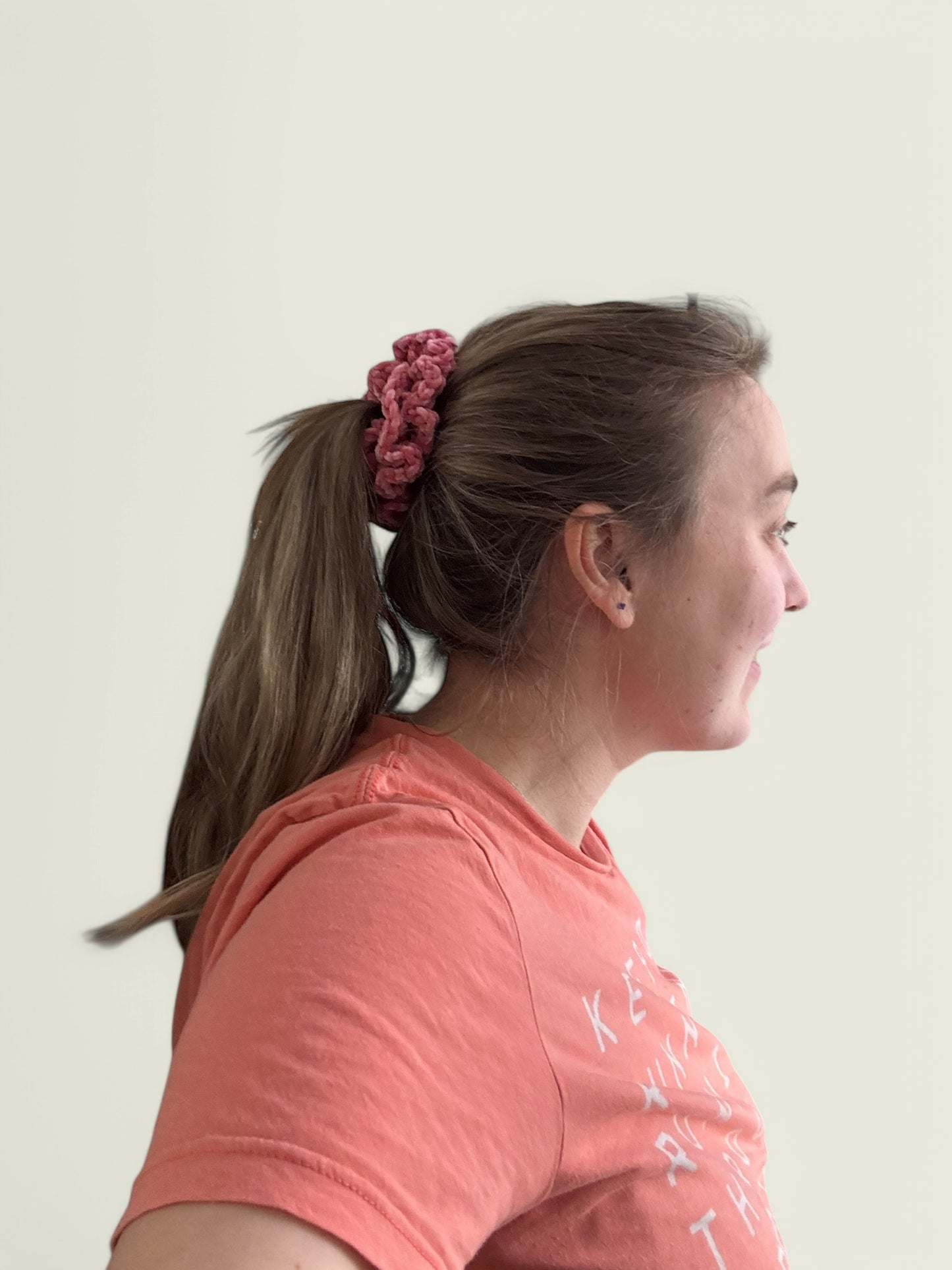 Zalmroze velvet scrunchie