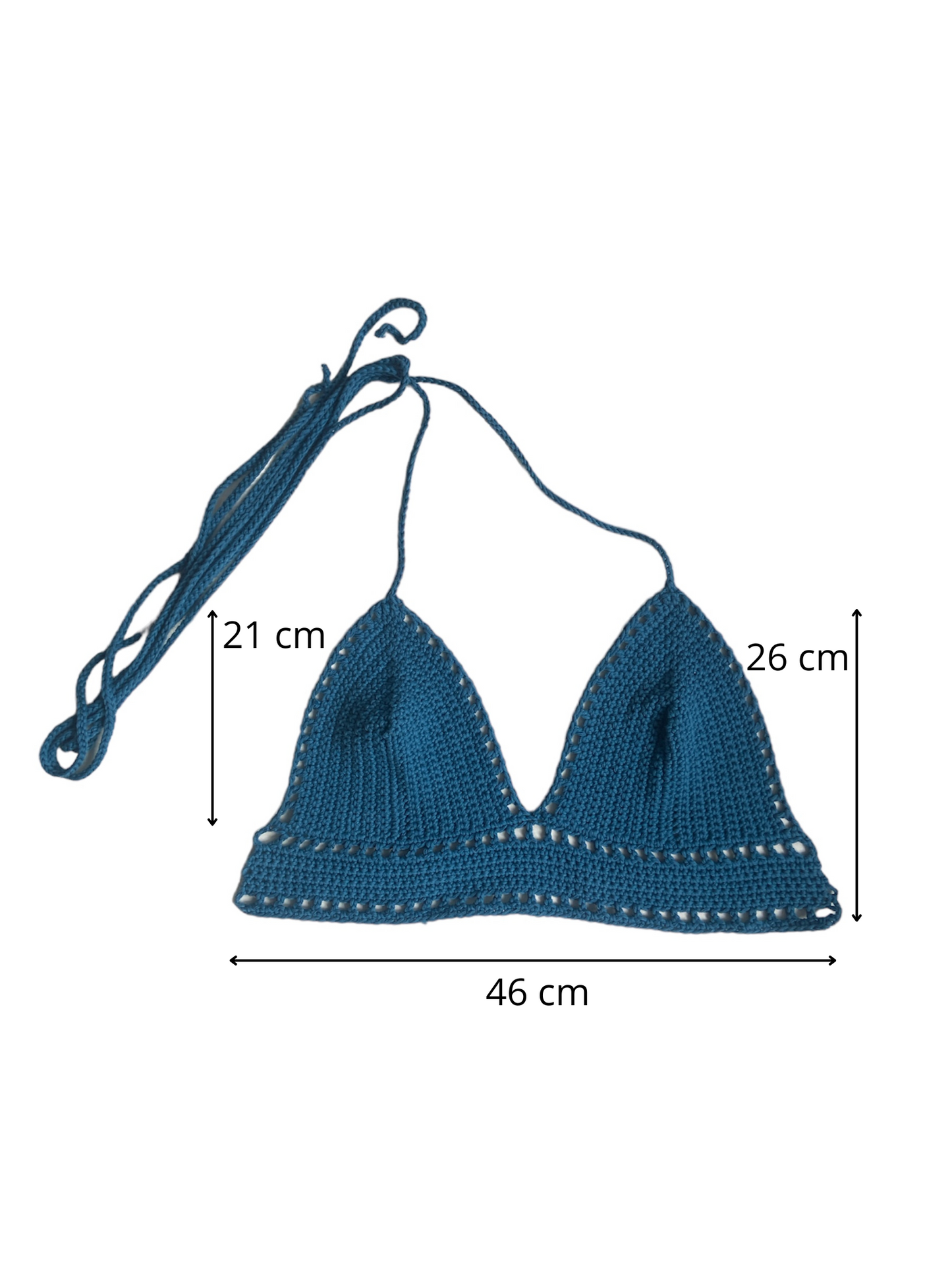 Gehaakte basis crop-top/bralette katoen - handgemaakte blauwgroene festival top - maat M