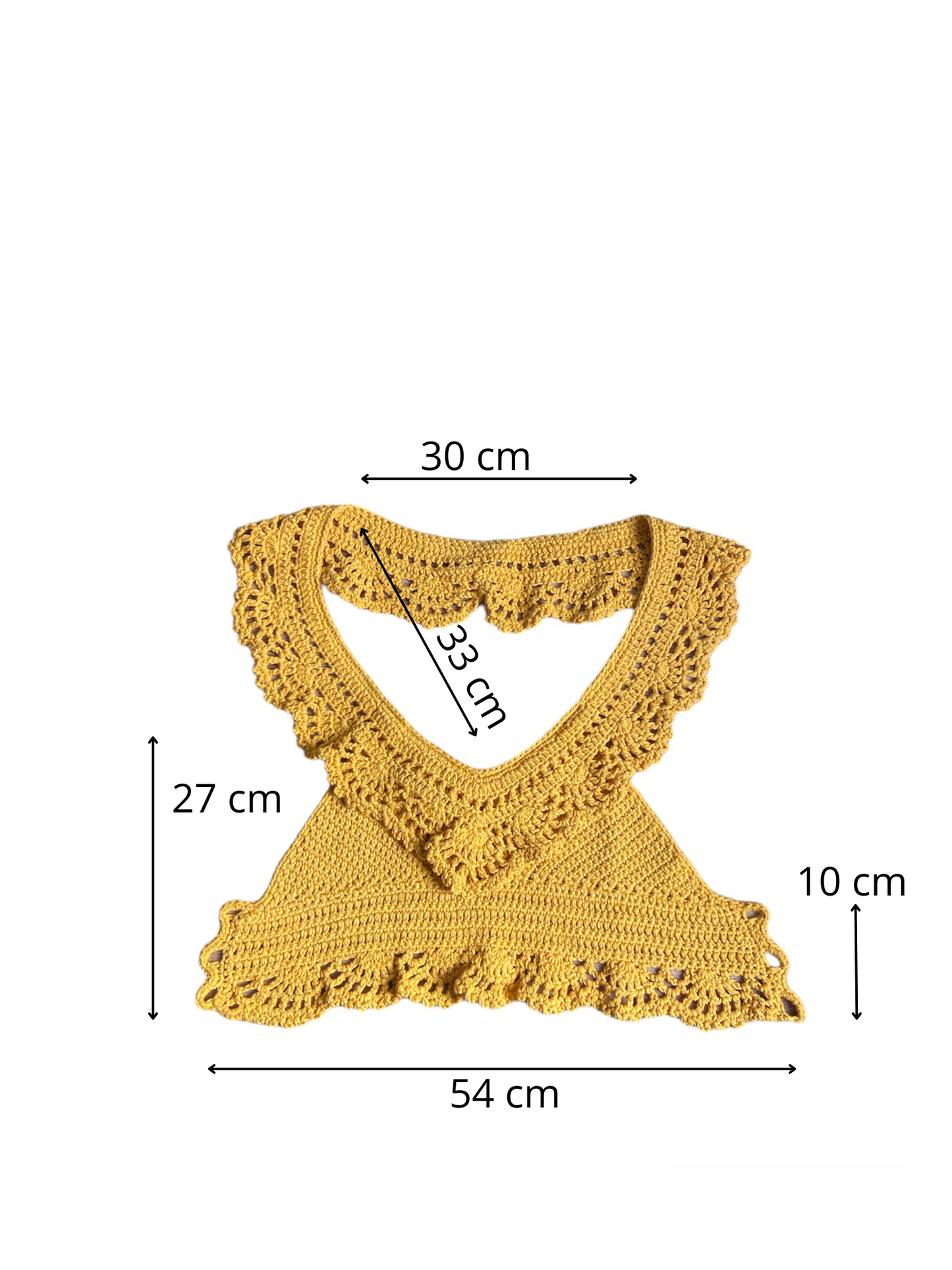 Gehaakte Aurora crop-top katoen oker geel – handgemaakte boho festival top – maat M