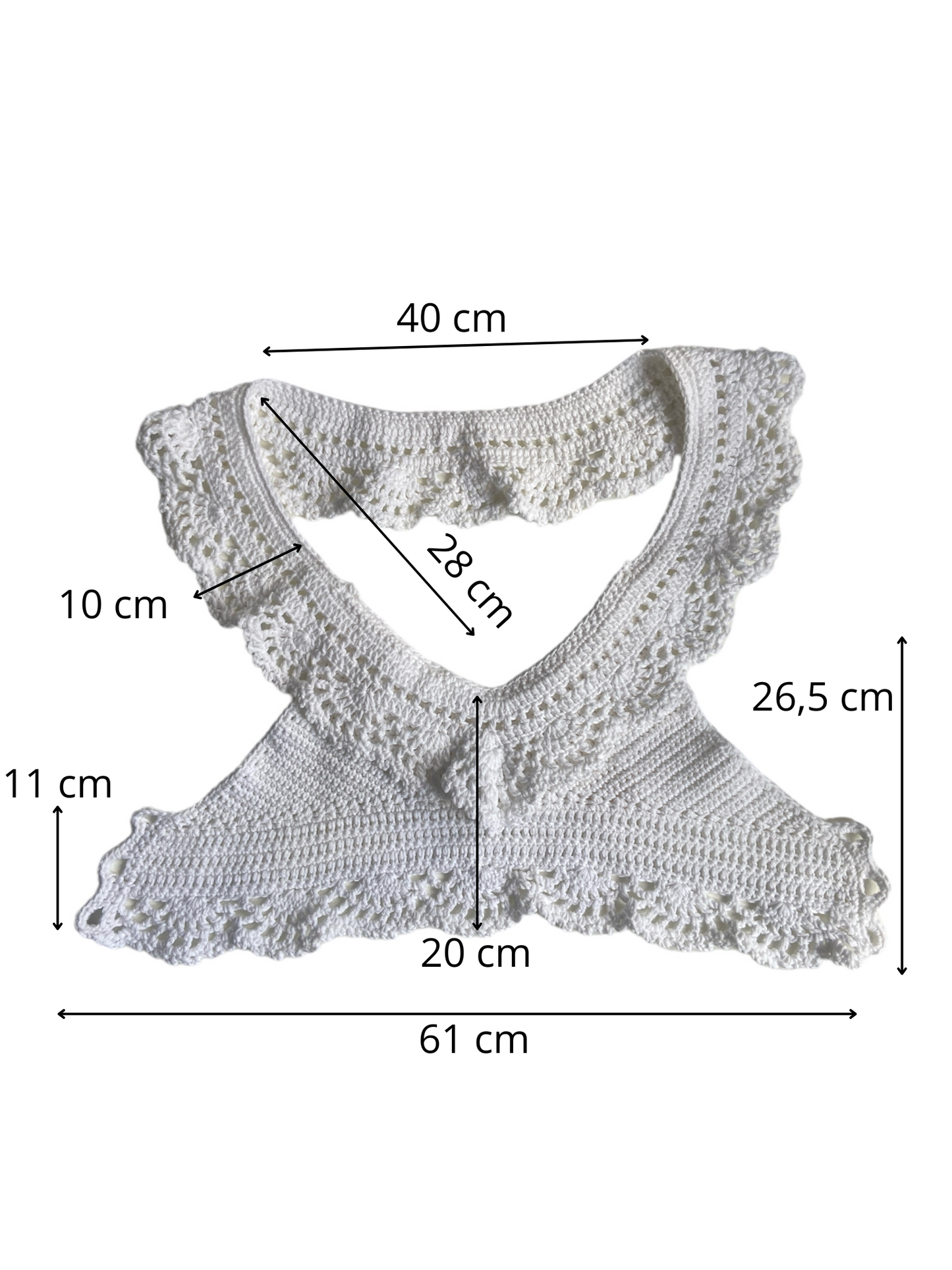 Gehaakte Aurora crop-top katoen wit – handgemaakte boho festival top – maat L
