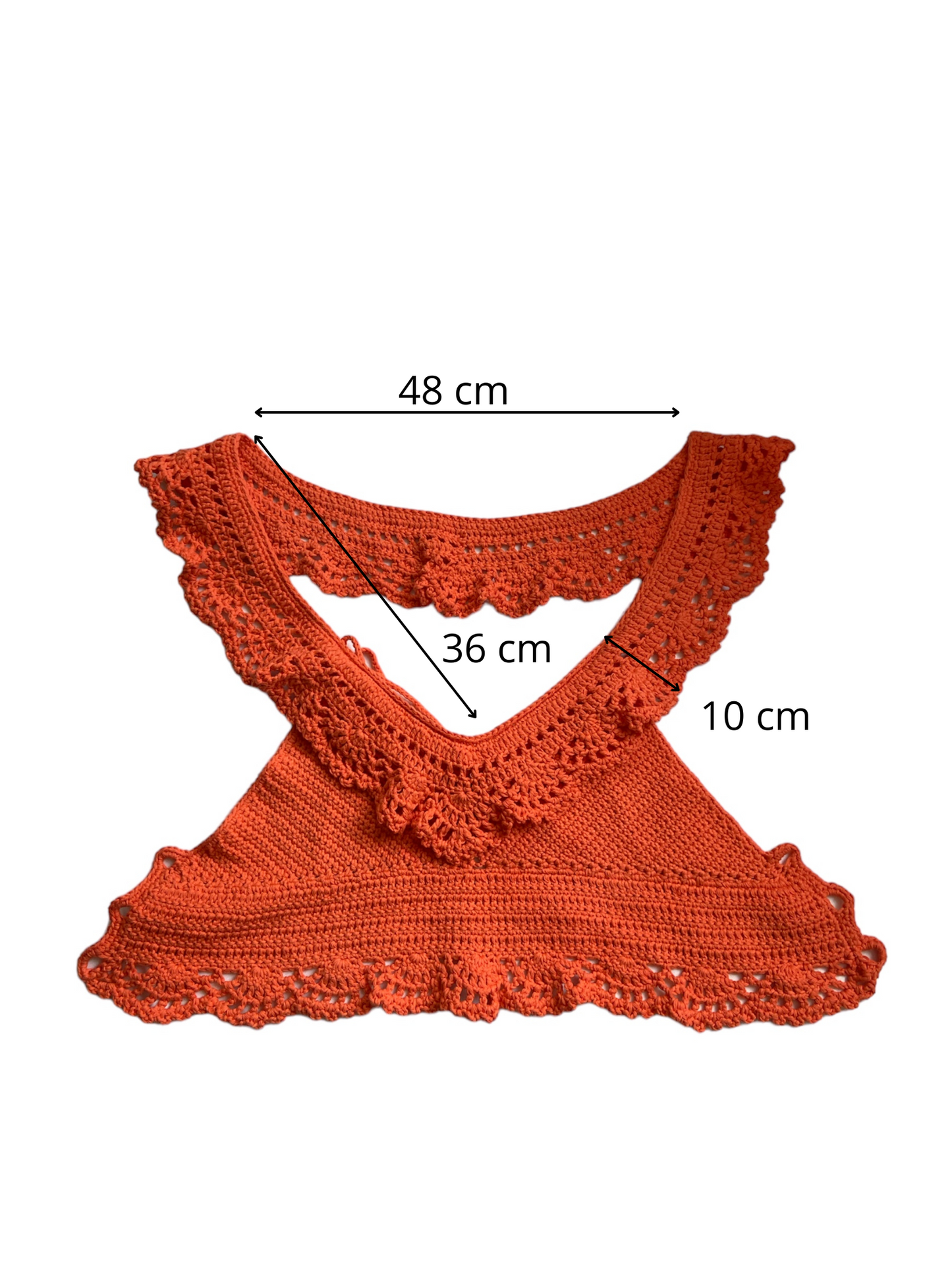 Gehaakte Aurora crop-top katoen oranje – handgemaakte boho festival top – maat S