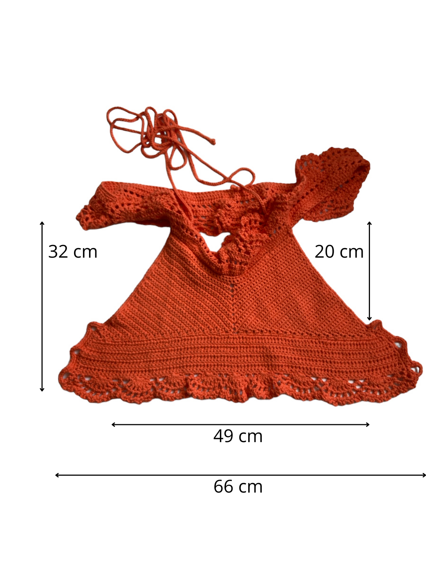 Gehaakte Aurora crop-top katoen oranje – handgemaakte boho festival top – maat S