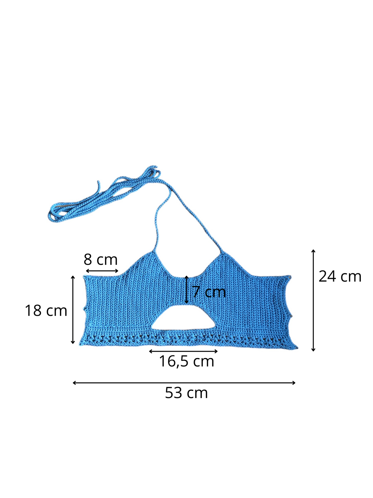 Gehaakte crop-top/bralette katoen - handgemaakte denim festival top (sneak-a-peek) - maat S