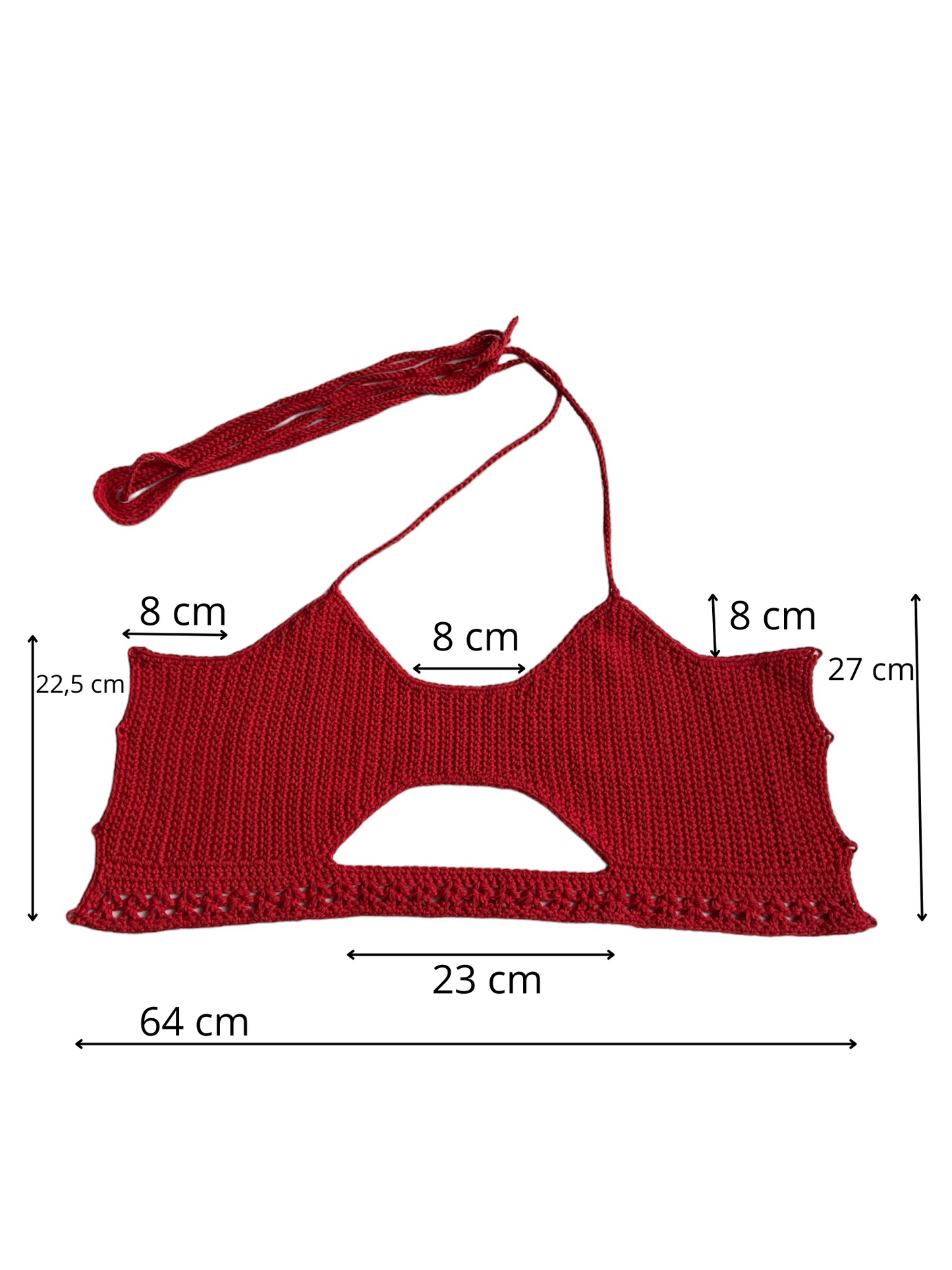 Gehaakte rode crop-top/bralette katoen  - handgemaakte festival top (sneak-a-peek) - maat XXL