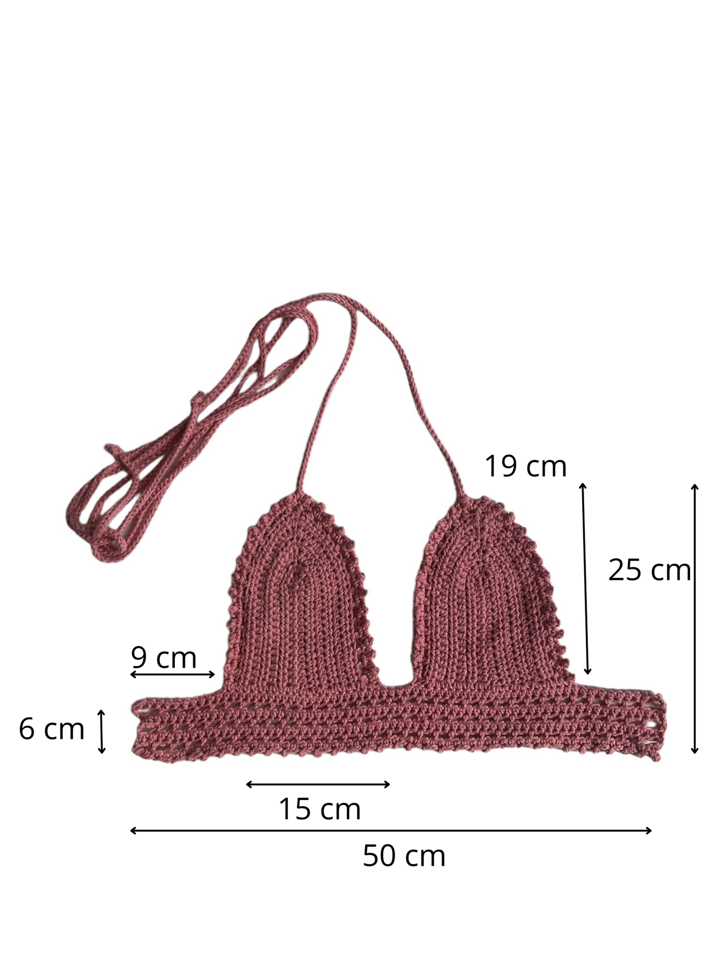 Gehaakte vrolijke crop-top van katoen - handgemaakte roze festival top - maat S