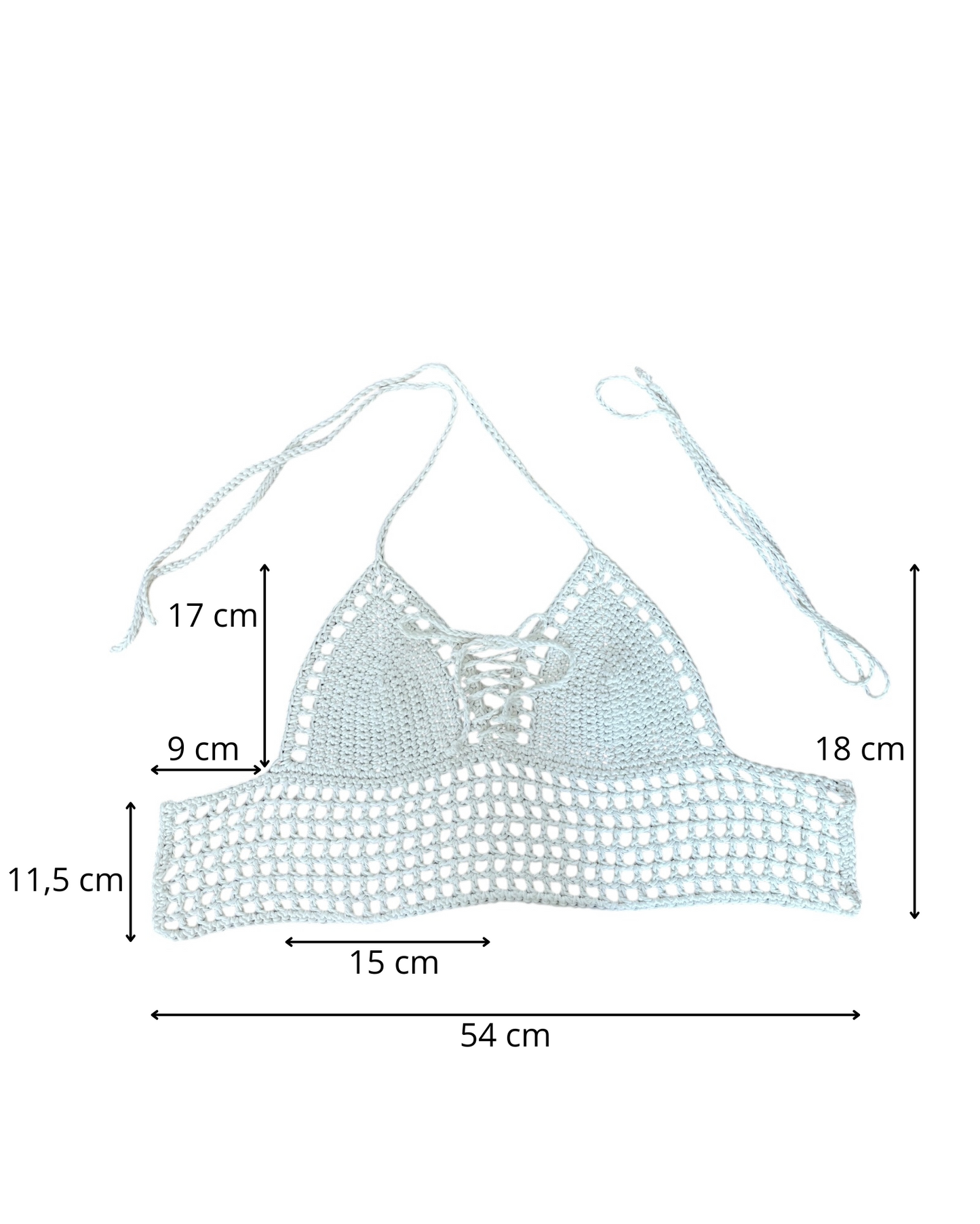 Gehaakte crop-top bralette katoen crèmewit - handgemaakte festival top (mesh) – maat S