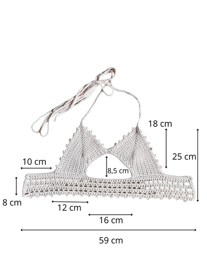 Gehaakte crop-top bralette katoen zalmroze - handgemaakte festival top (Peek-a-boob) - maat S