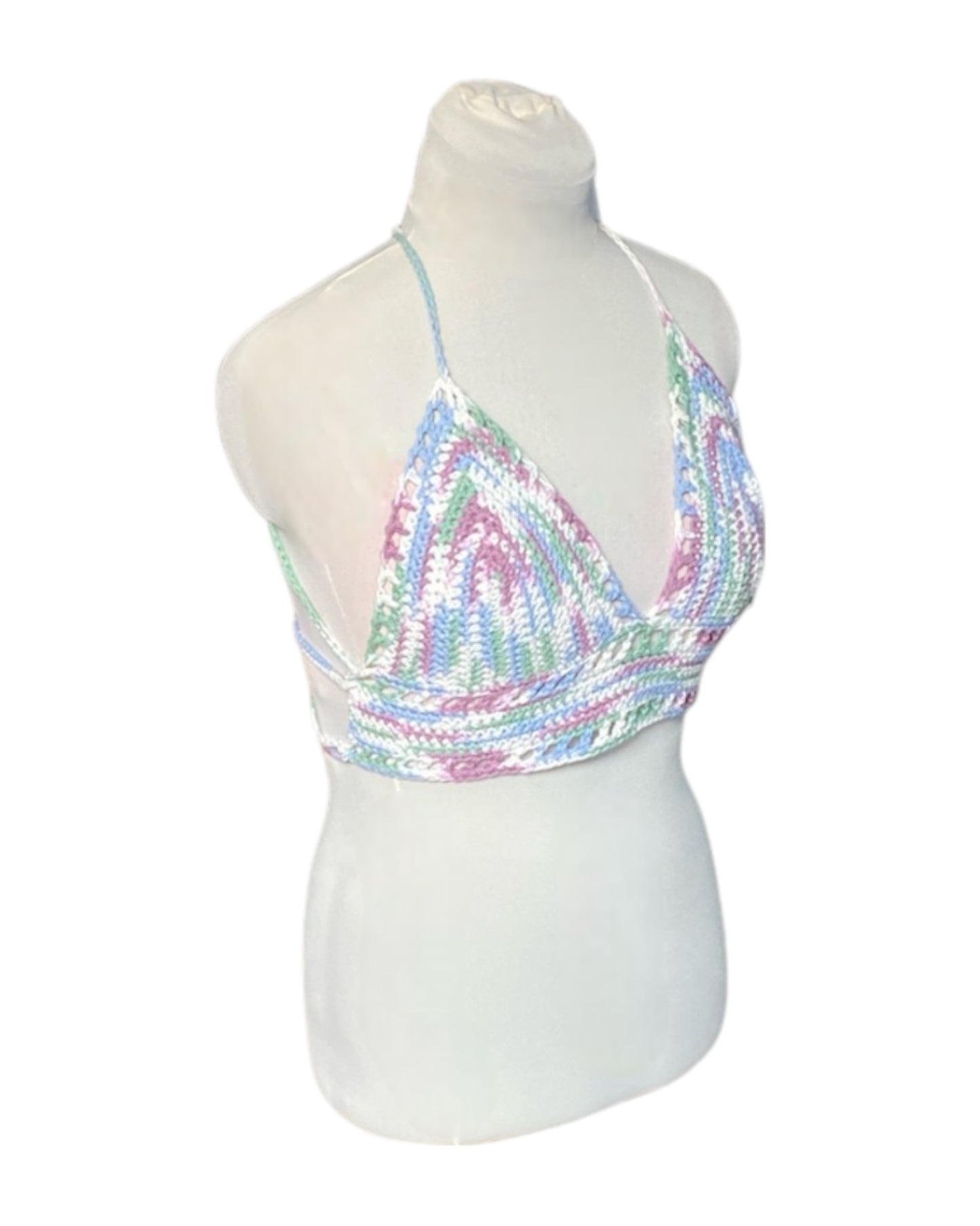 Gehaakte basis crop-top/bralette katoen - handgemaakte festival top - maat S