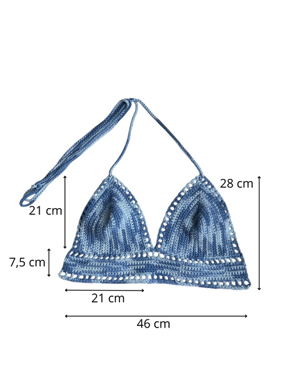 Gehaakte basis crop-top/bralette katoen - handgemaakte festival top - maat M