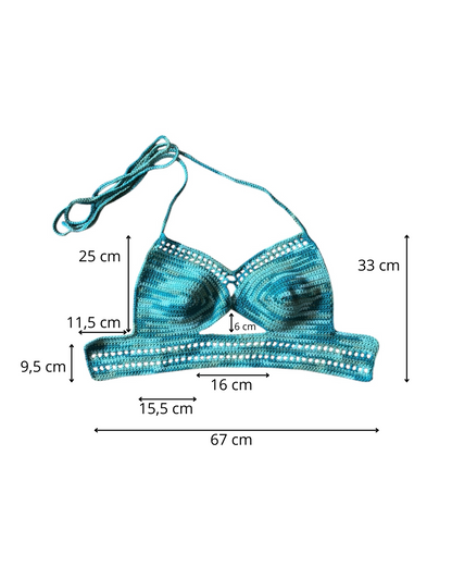 Gehaakte crop-top/bralette groene tinten - handgemaakte festival top van 100% katoen - maat XL