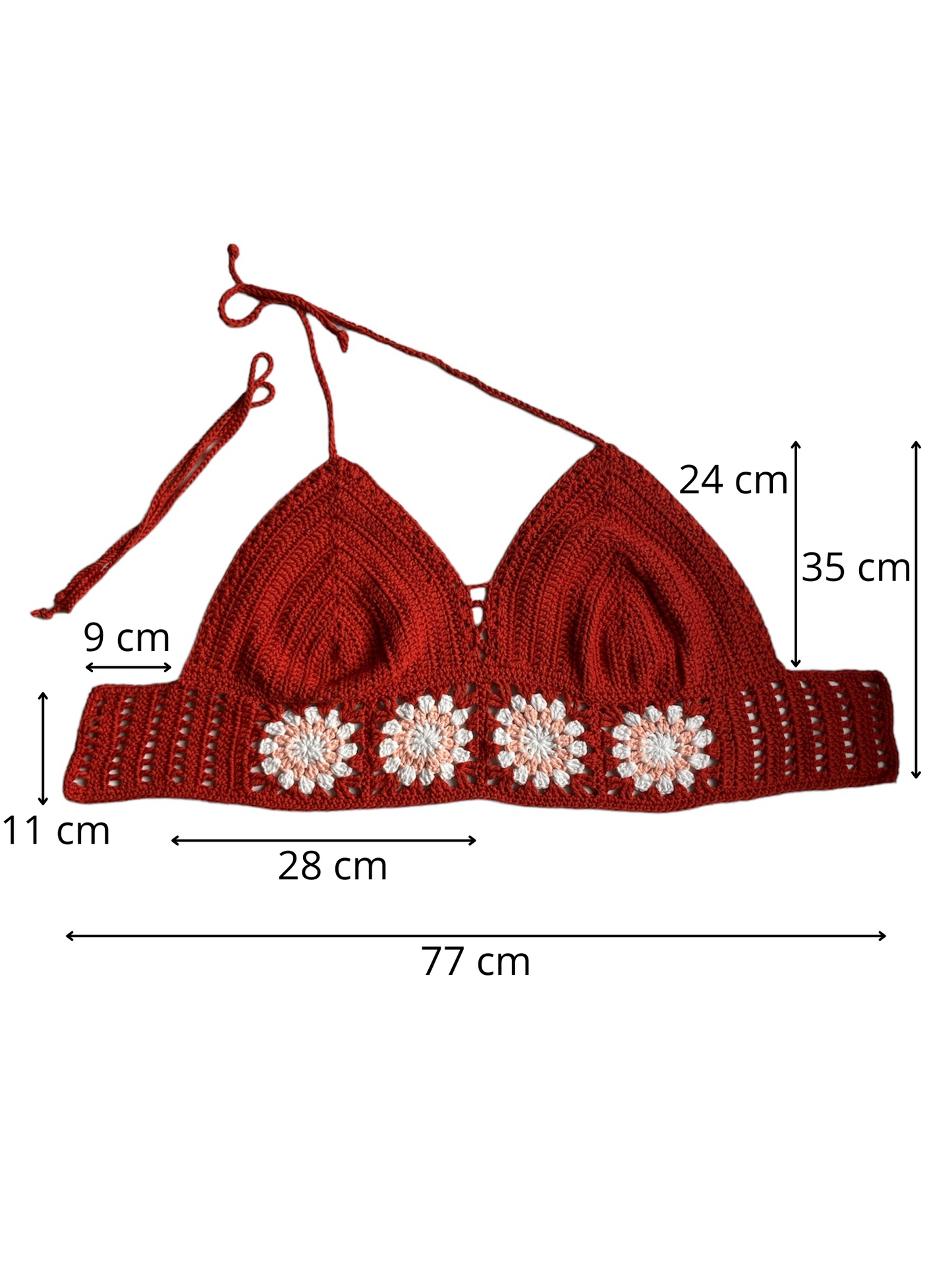 Gehaakte oranje Marigold crop-top met licht oranje granny squares – 100% katoen – maat XL