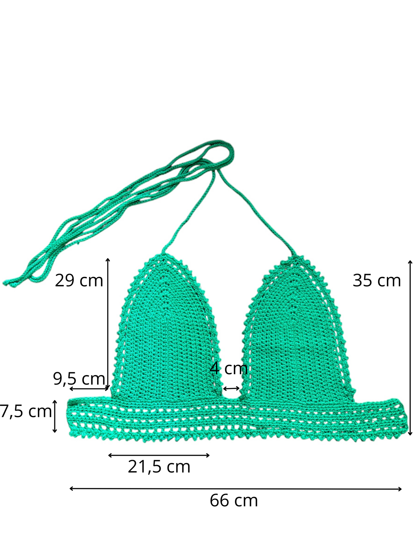 Gehaakte vrolijke crop-top van katoen - handgemaakte groene festival top - maat XL