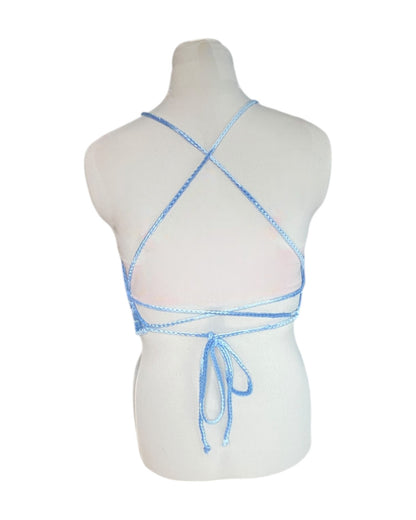 Gehaakte basis crop-top/bralette katoen - handgemaakte festival top - maat M