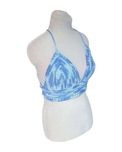 Gehaakte basis crop-top/bralette katoen - handgemaakte festival top - maat M