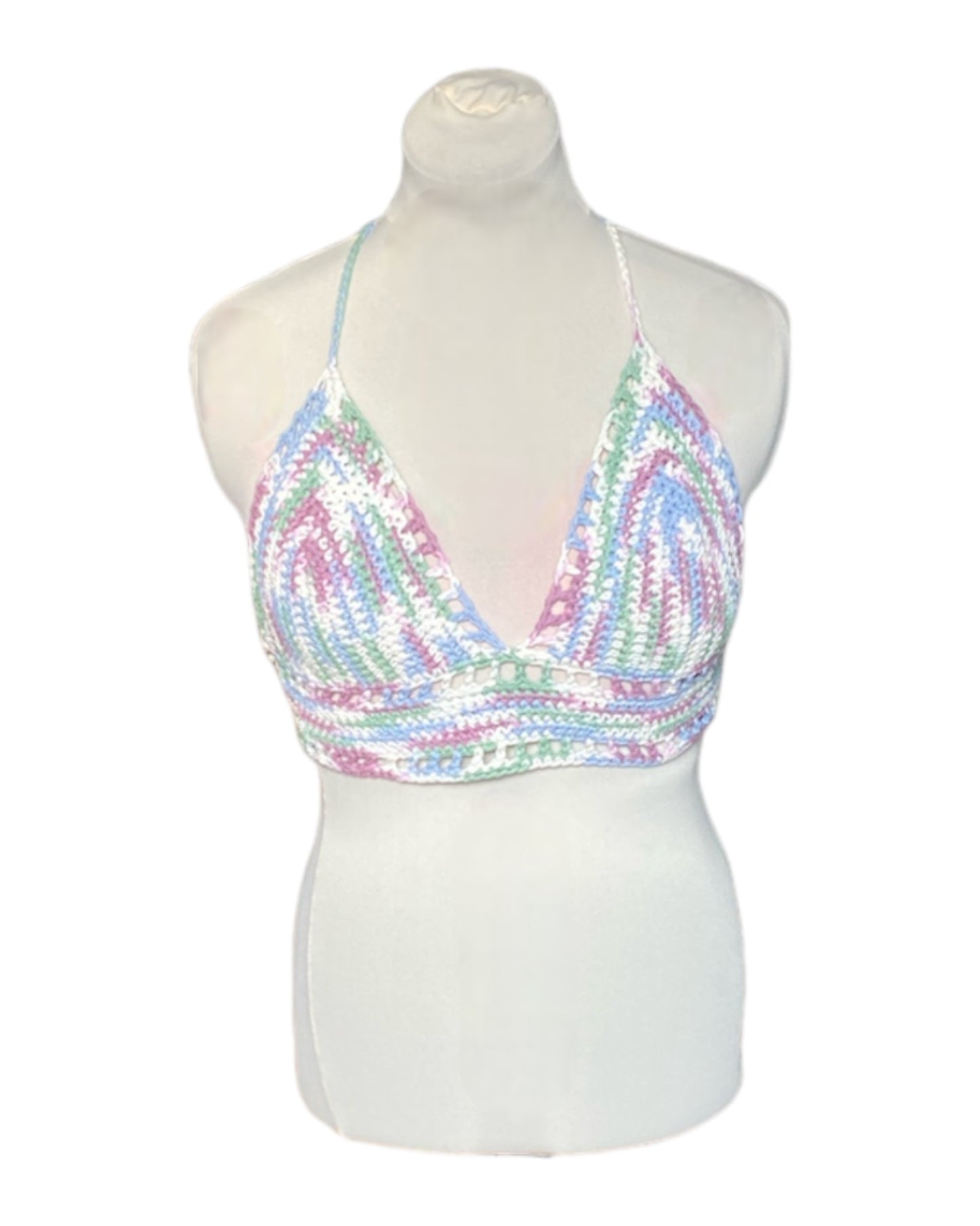 Gehaakte basis crop-top/bralette katoen - handgemaakte festival top - maat S