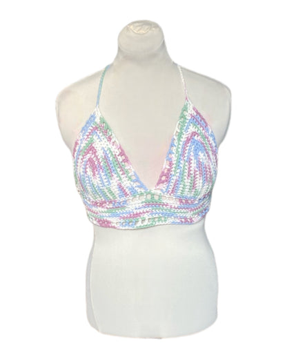 Gehaakte basis crop-top/bralette katoen - handgemaakte festival top - maat S