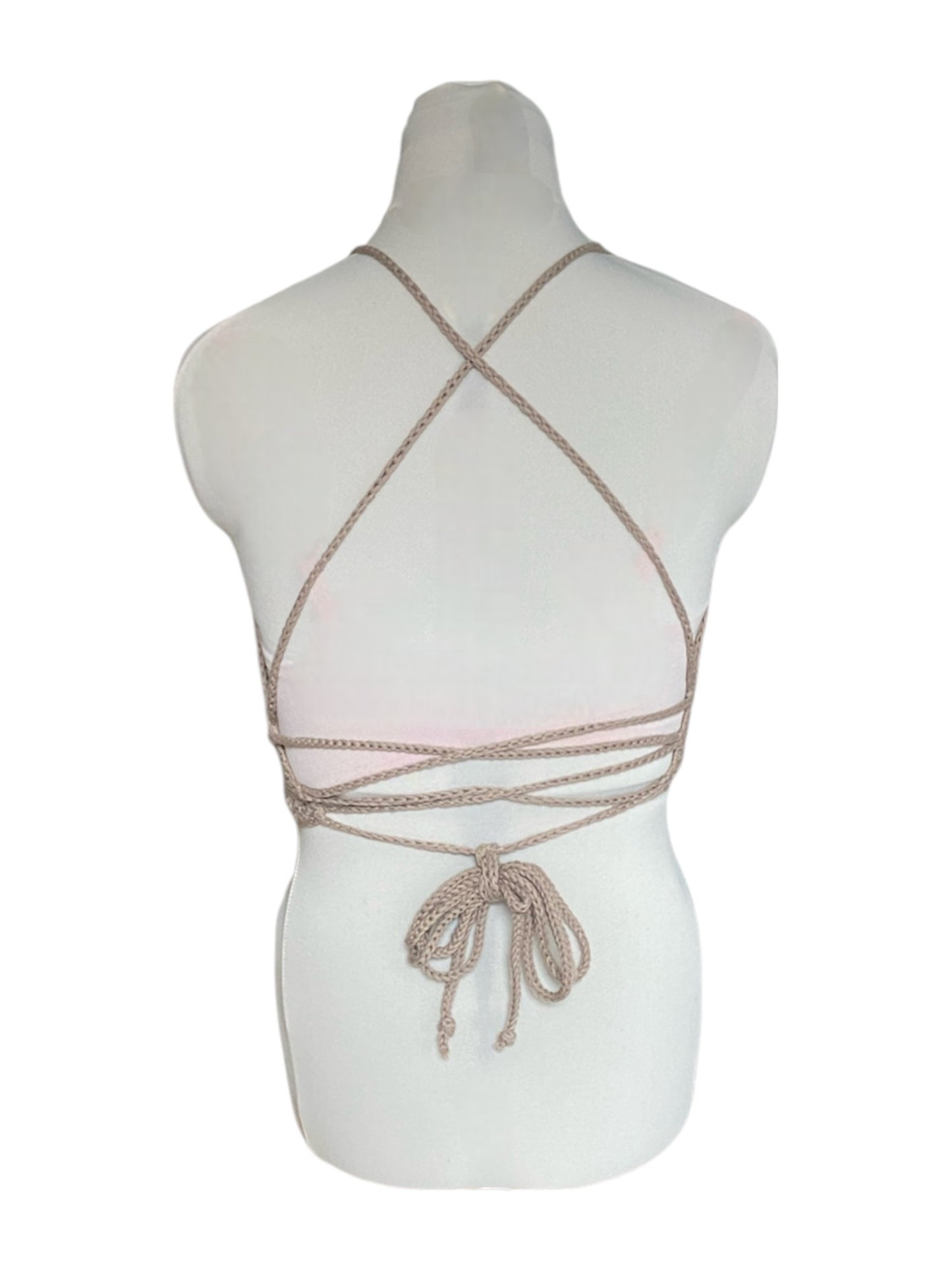 Gehaakte basis crop-top/bralette katoen - handgemaakte bruine festival top - maat L