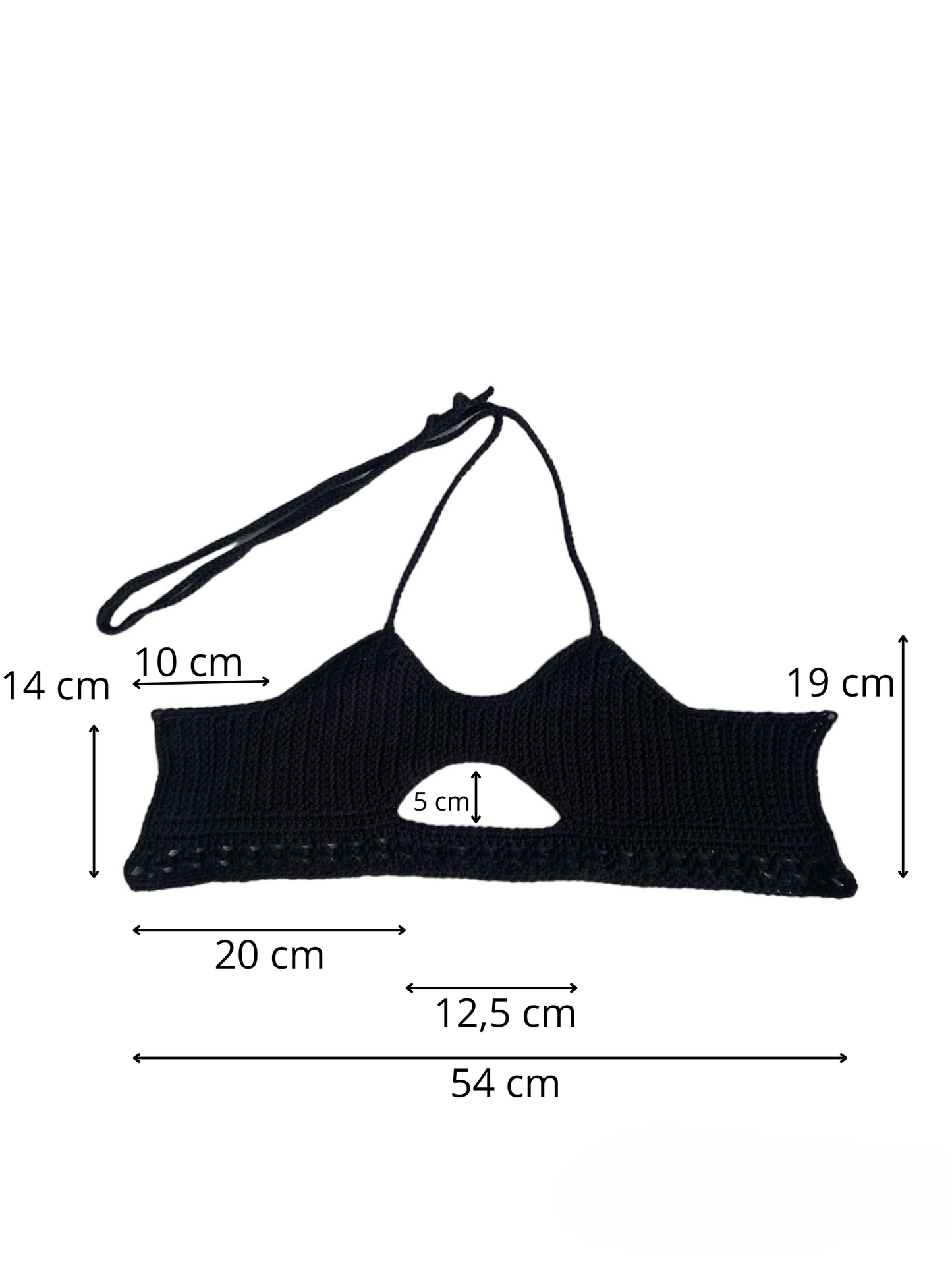 Gehaakte zwarte crop-top/bralette katoen - handgemaakte festival top (sneak-a-peek) - maat L