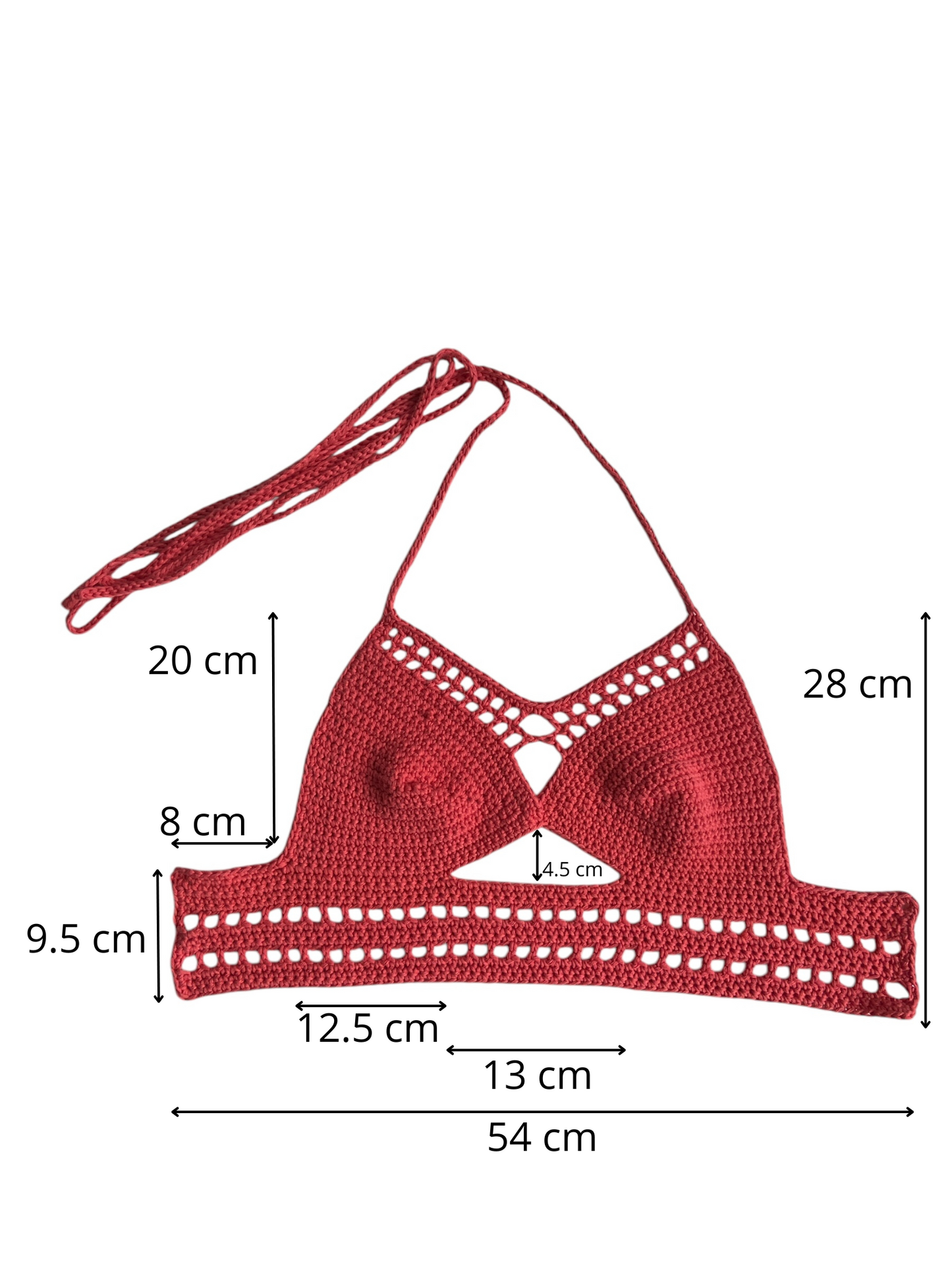 Gehaakte crop-top/bralette koraal kleur - handgemaakte festival top van 100% katoen - maat M